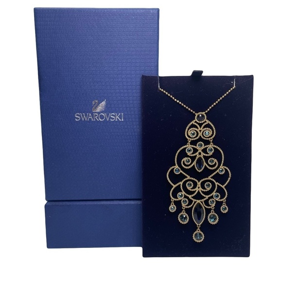 Signed Swarovski Chandelier Style Crystal Necklace - Picture 1 of 16